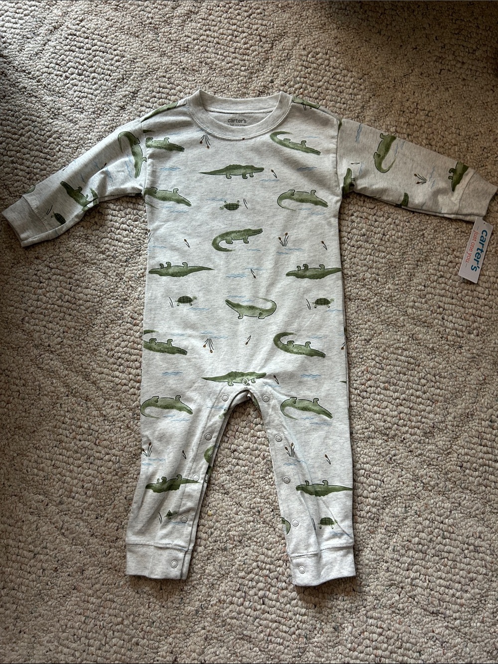 Carter's Gray and Green Alligator Print One-Piece